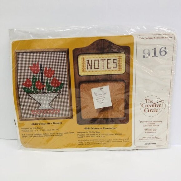 Vintage Needlepoint Stitchery Kit 0916 The Creative Circle Tulips in a Basket - Picture 1 of 3